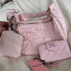 Juicy Couture Light Pink Quilted Shoulder Bag Set
